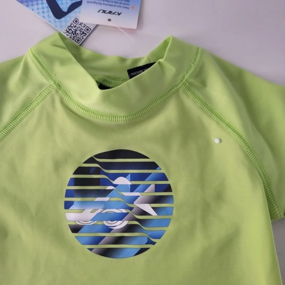 Kanu Kids Hyper Green Long Sleeve Rash Guard‎ UPF 50 Size 3T Sun Protection